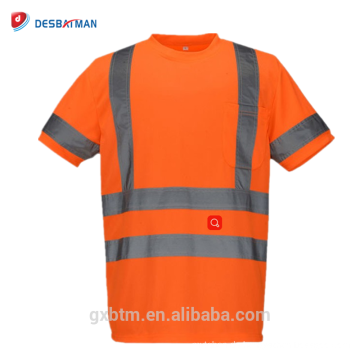 Großhandel 100% Polyester Gestrickte Birdeye Mesh Stoff Hohe Sichtbarkeit Reflektierende Sicherheit Arbeit T-shirt Für Männer